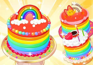 彩虹蛋糕-给妈妈做的彩虹蛋糕