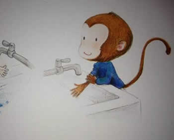 玩具-不愿洗手的小猴子