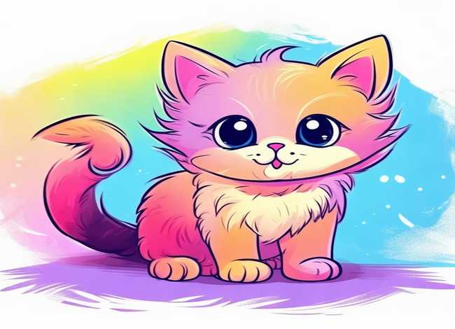 小猫儿童画图片大全 - 小猫儿童简笔画图片大全可爱带颜色