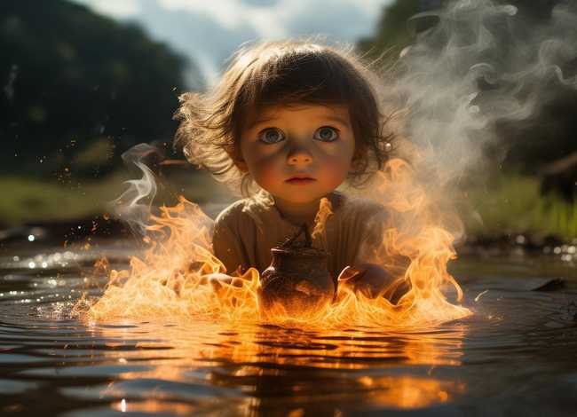 水里面烧起火的儿童故事；烧开水的小故事