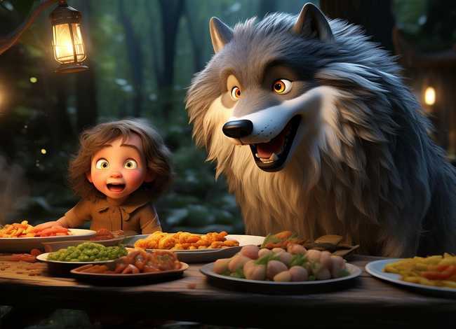 孩子讲述老狼请客的故事；孩子讲述老狼请客的故事视频