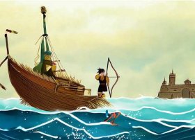 草船借箭儿童画（草船借箭儿童画图片）