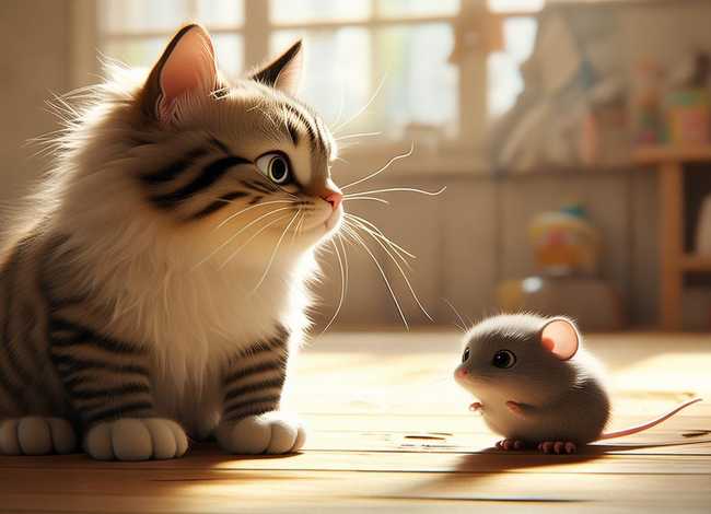儿童故事猫对老鼠表达了爱意；猫对老鼠说我爱你