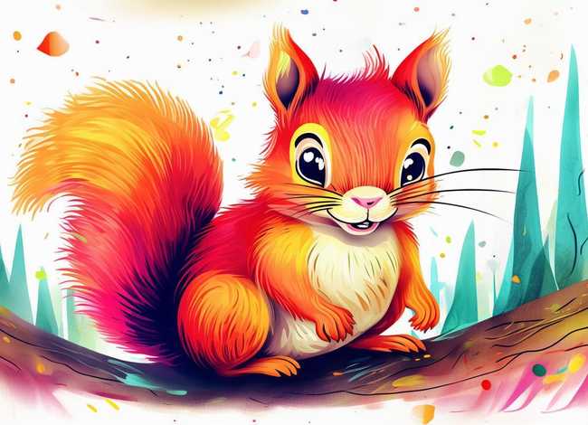 松鼠儿童画图片,儿童画松鼠的图片涂色 松鼠儿童画图片,儿童画松鼠的图片涂色