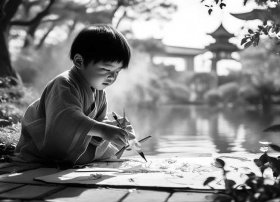 朗诵儿童诗童年的水墨画背景音乐纯音乐视频，朗读童年的水墨画背景音乐