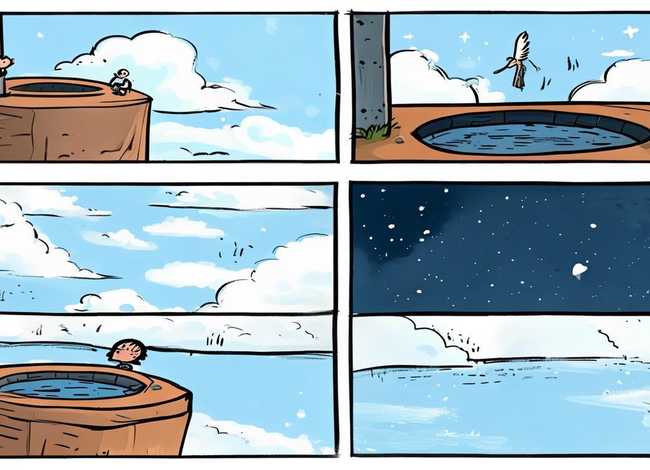 儿童故事绘画图片4幅坐井观天;坐井观天四幅故事绘画 儿童故事绘画图片4幅坐井观天;坐井观天四幅故事绘画