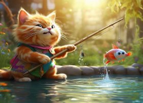 儿童睡前故事小花猫去钓鱼、小花猫去钓鱼的故事原文