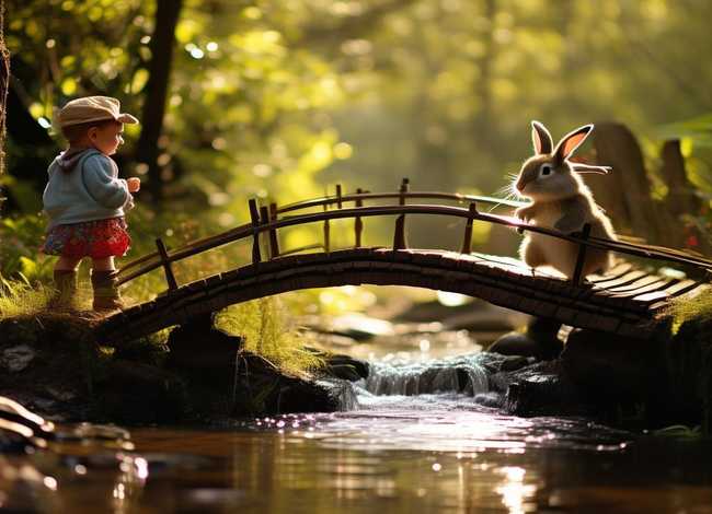 儿童童话故事《过河》 - 故事配画《过河》 儿童童话故事《过河》 - 故事配画《过河》