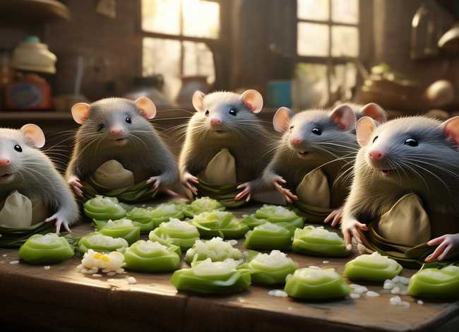 儿童故事七只鼹鼠包饺子 - 七只鼹鼠包粽子绘本