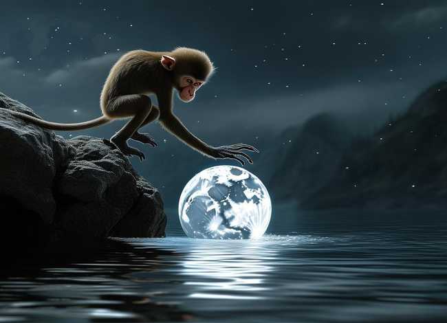 猴子捞月亮;猴子捞月亮,空忙一场 猴子捞月亮;猴子捞月亮,空忙一场