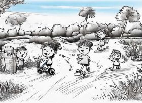 公园的儿童 - 公园的儿童简笔画