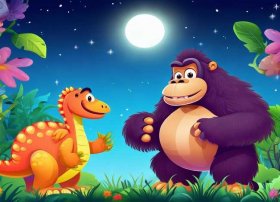 儿童睡前故事恐龙与大猩猩 恐龙与大猩猩动画片儿大全视频