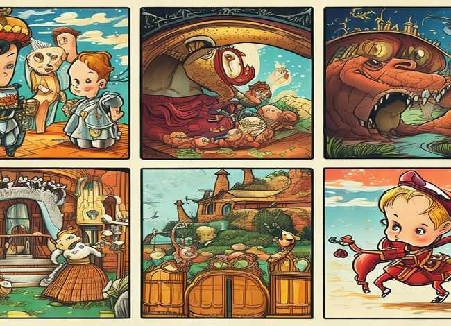 英语童话故事六格漫画、英语漫画故事六格漫画