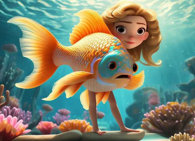 儿童故事金鱼公主、公主和小金鱼的故事