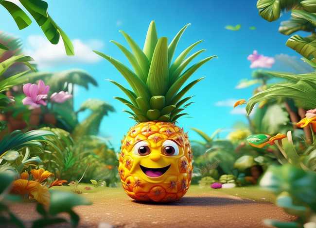 菠萝儿童画 - 菠萝儿童画加背景 菠萝儿童画 - 菠萝儿童画加背景