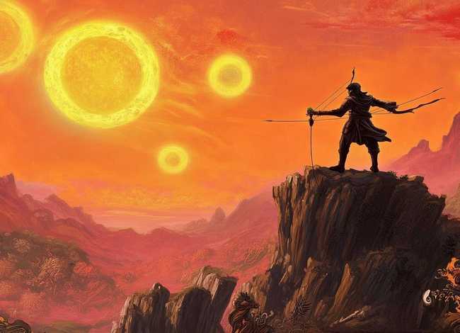 后羿射日儿童故事图片 - 后羿射日故事的图片