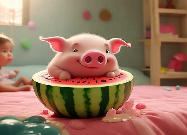 幼儿睡前小猪八戒吃西瓜故事、幼儿故事在线听睡前猪八戒吃西瓜