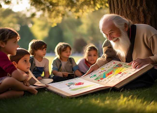 公园讲故事；公园讲故事看图写话一年级