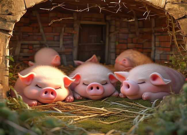 三只小猪儿童睡前故事文字图片、三只小猪睡前故事文字版