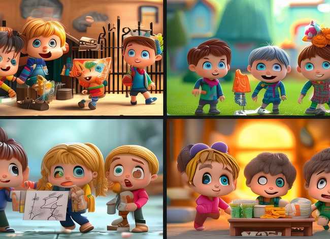 儿童四格故事画；幼儿园四格画故事