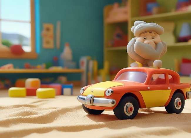 一个儿童故事小女孩的玩具有小人，一个小女孩的玩具车刮倒一位老人题目