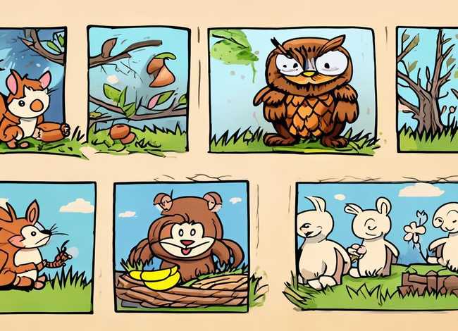 动物故事连环画四格简单、动物故事连环画四格简单版