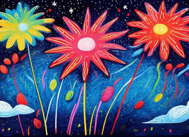 烟花儿童画、烟花儿童画简笔画 烟花儿童画、烟花儿童画简笔画