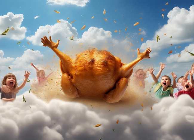 儿童故事云端掉下一只烤鸡来 - 《云端掉下一只烤鸡来》