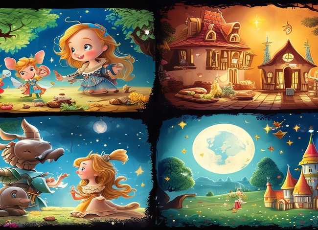 儿童故事创编4幅连环画；儿歌故事创编连环画四幅