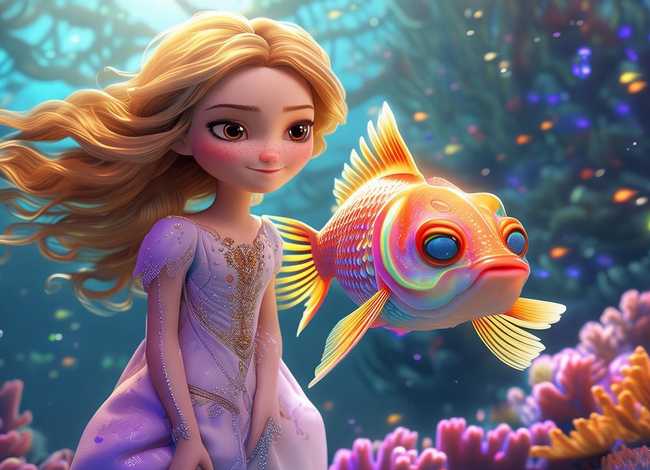 儿童故事金鱼公主、公主和小金鱼的故事