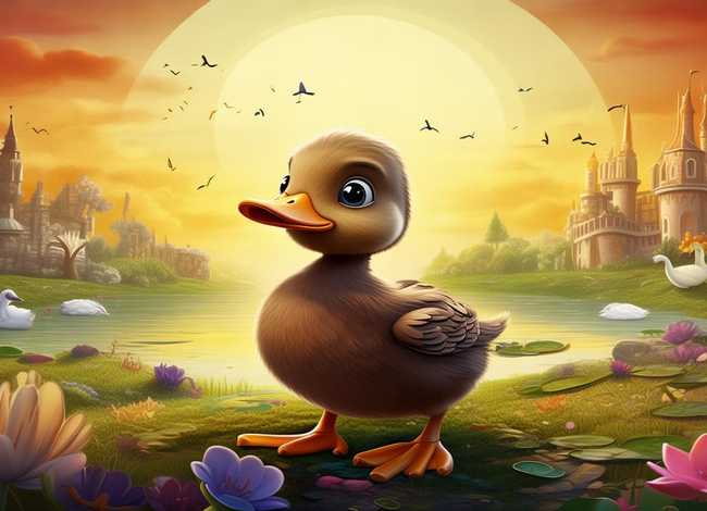 儿童故事丑小鸭插画，丑小鸭的故事插画