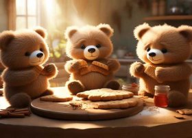 儿童故事三只小熊分饼干；三个小熊饼干的故事