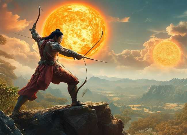 后羿射日儿童故事图片 - 后羿射日故事的图片