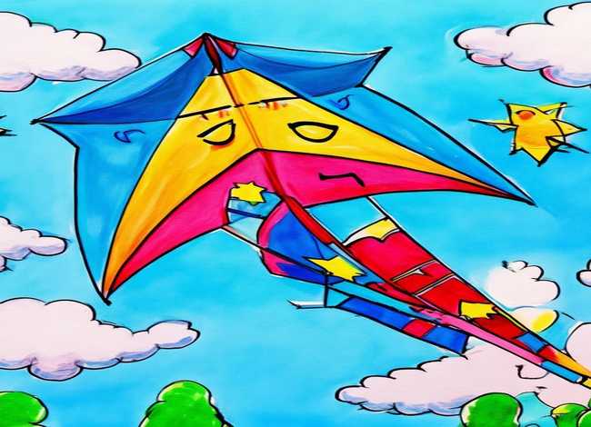 风筝儿童画作品大全，风筝儿童画作品大全简单