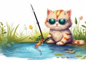 小猫钓鱼的儿童故事图片讲解，小猫钓鱼的故事和配图 绘本