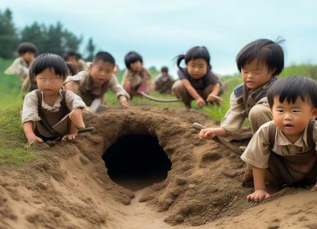 地道战儿童插画（地道战儿童绘画作品）