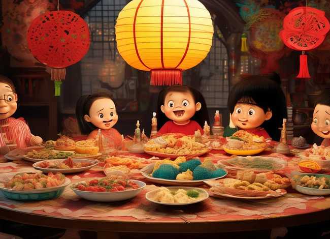 儿童故事除夕年夜饭 除夕年夜饭儿童画