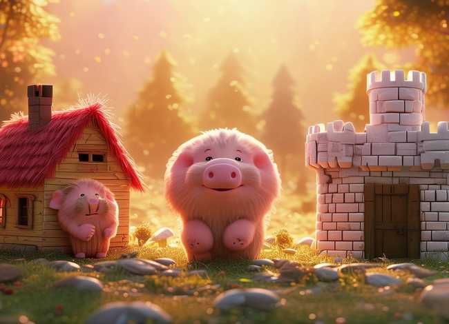 睡前小故事儿童版三只小猪盖房子 - 三只小猪的故事盖房子 睡前故事