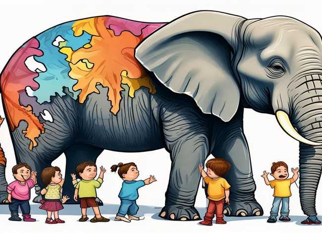 儿童故事盲人摸象ppt、盲人摸象幼儿故事图片