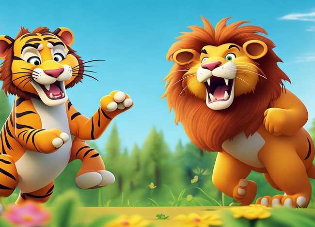 儿童故事老虎和狮子打架；儿童故事全集老虎和狮子