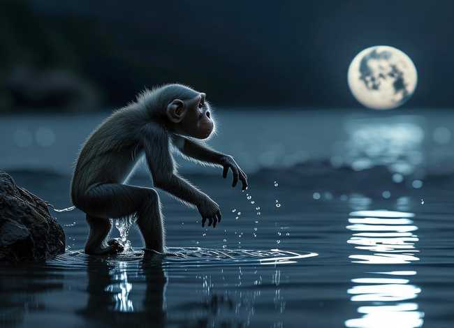 猴子捞月亮;猴子捞月亮,空忙一场 猴子捞月亮;猴子捞月亮,空忙一场