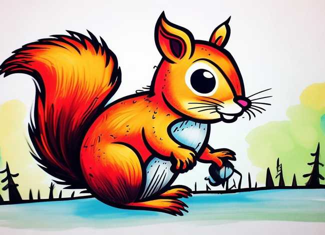 松鼠儿童画图片,儿童画松鼠的图片涂色 松鼠儿童画图片,儿童画松鼠的图片涂色