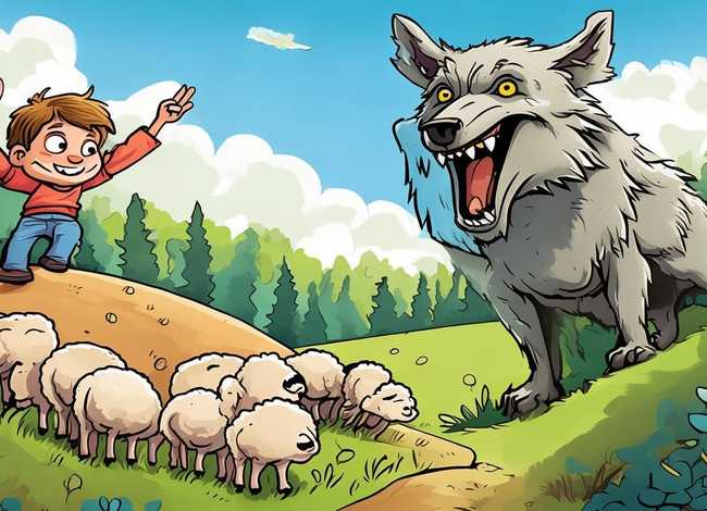 儿童故事的图片大全 狼来了故事儿童版绘本图片
