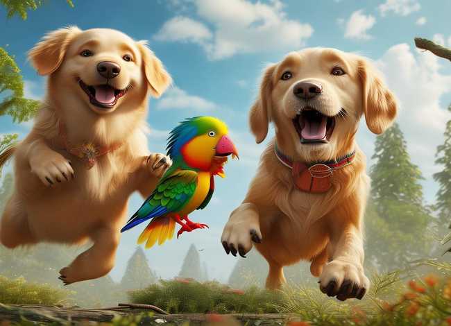 儿童故事狗爸爸和鸟儿子，狗蛋和爸爸和狗子