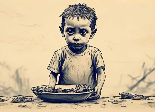 饥饿儿童的简笔画 饥饿儿童的简笔画图片
