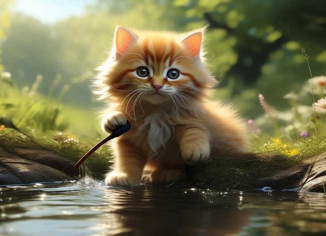 小猫钓鱼故事配图（小猫钓鱼故事配图怎么画）