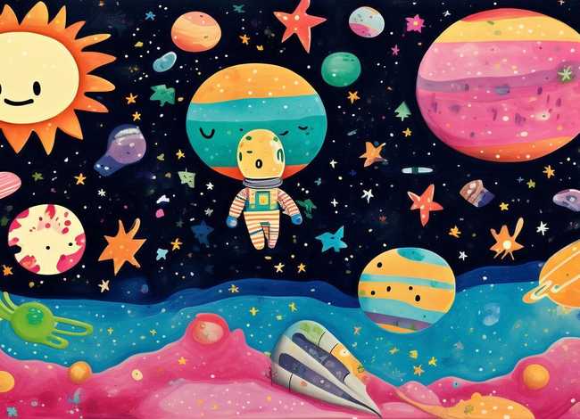 儿童太空画图片 儿童太空画图片横画