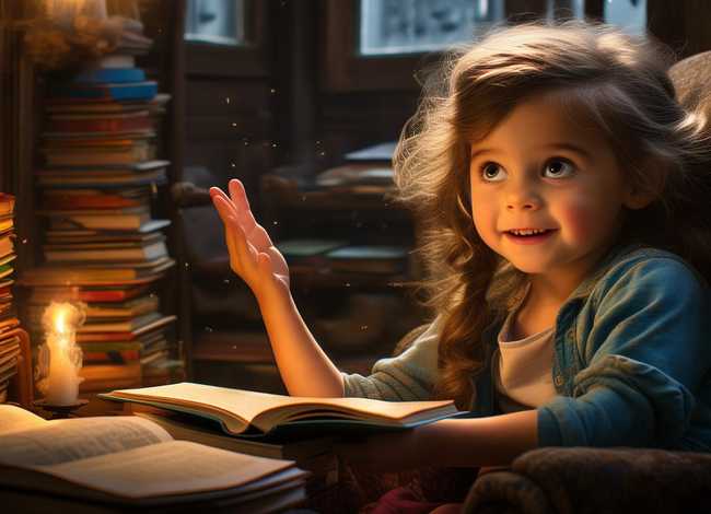 听儿童故事女孩 女孩听得故事