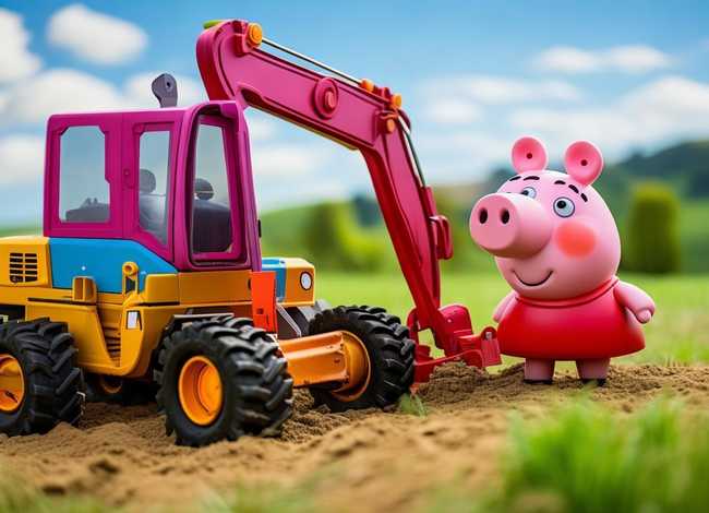 挖土机儿童故事小猪佩奇,儿童挖掘机和小猪佩奇 挖土机儿童故事小猪佩奇,儿童挖掘机和小猪佩奇