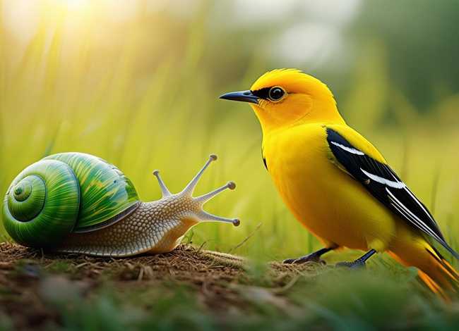 猫小帅儿童益智故事蜗牛与黄鹂鸟、蜗牛与黄鹂鸟故事简短